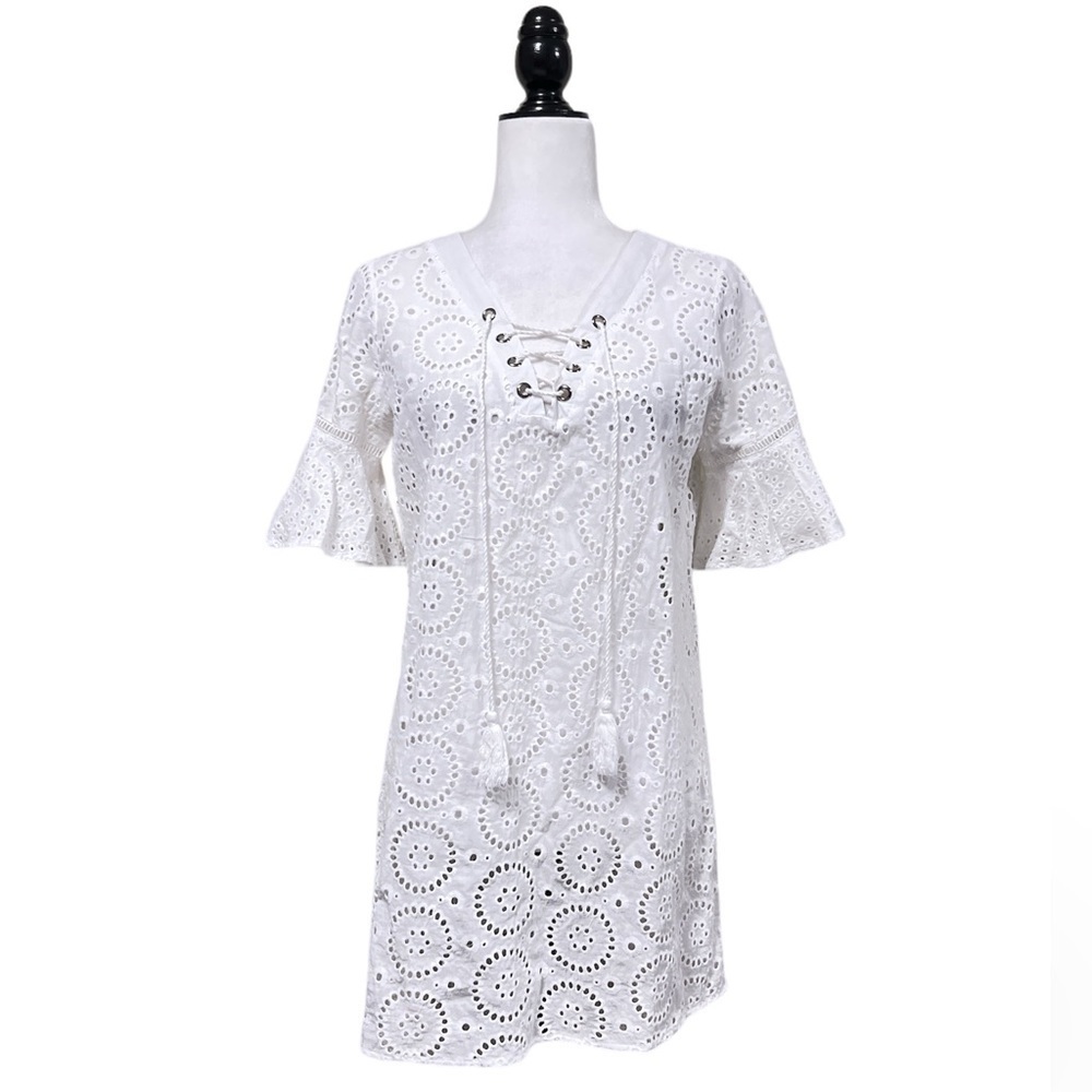Lace up Eyelet Lace Swimsuit Cover Up